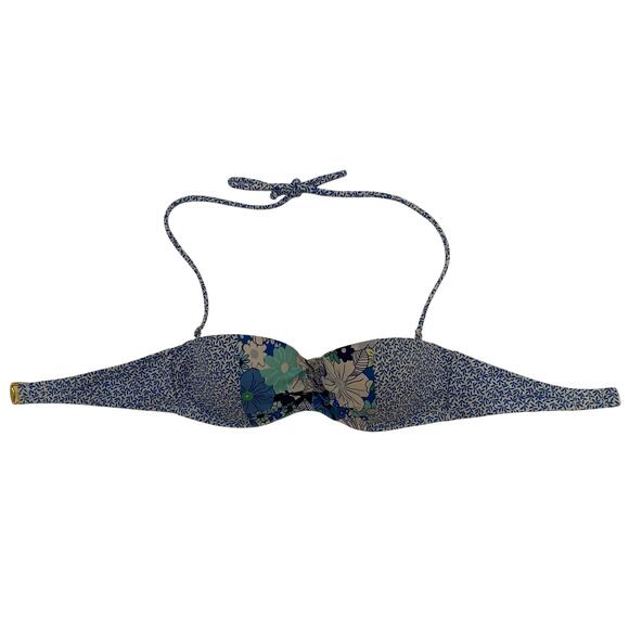 Victoria Victoria's Secret Blue Floral Halter Swimsuit Bikini Top Size 34 B EUC - Picture 3 of 12